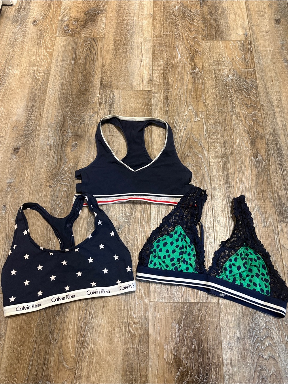 Calvin Klein Navy Star & Green Leopard Bralette Set